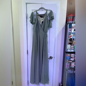 Lulu's Sage Green Flutter Sleeve Maxi Dress